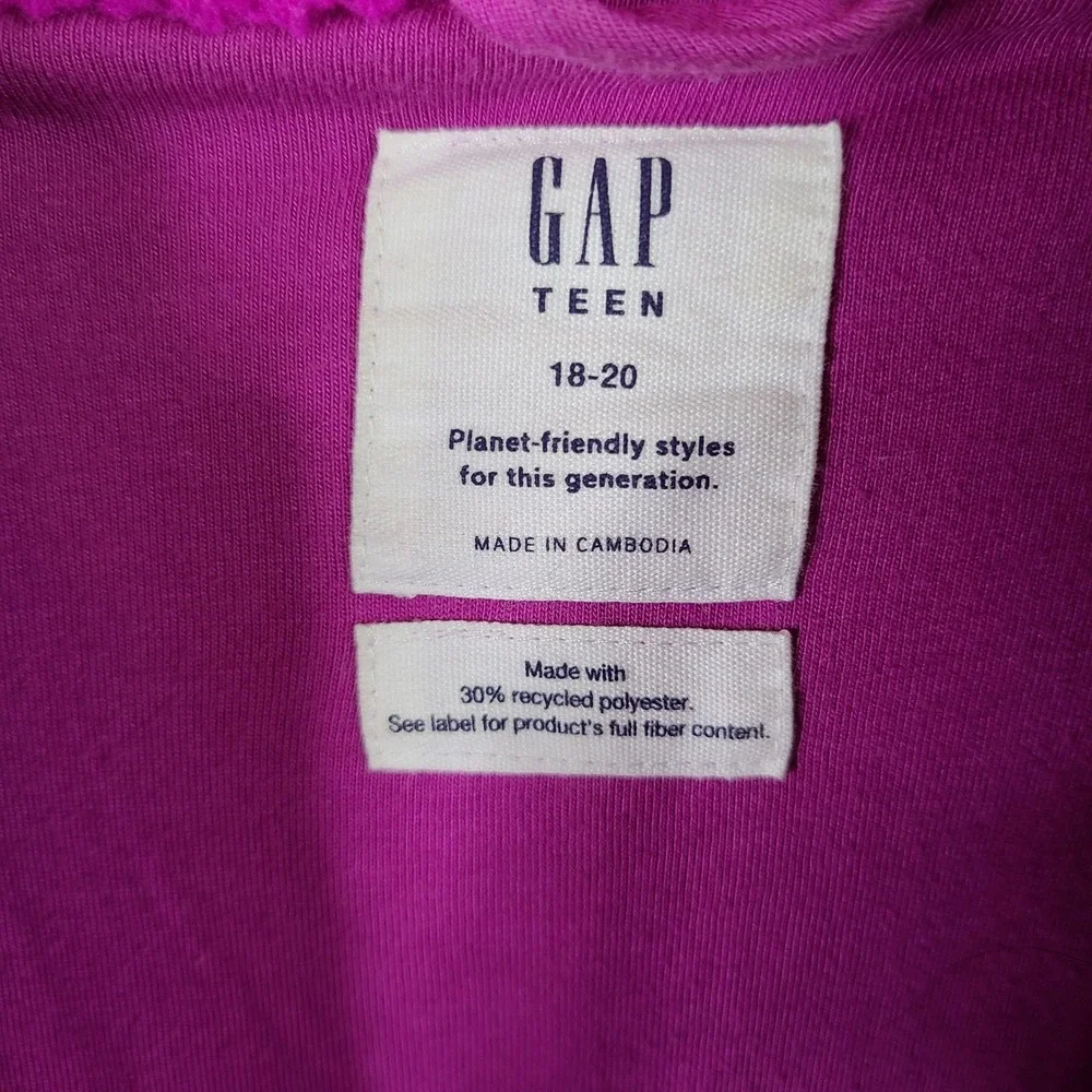GAP Jacket Teen Girls 18-20 Pink Fuzzy Fleece‎ Zip Up Hoodie Teddy Faux Fur